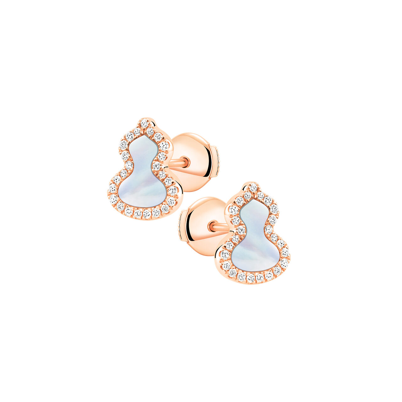 Qeelin Petite Wulu Rose Gold Ear Studs with Diamonds and Mother of Pearl WUERSD0002BRGDMOP Front image number 0