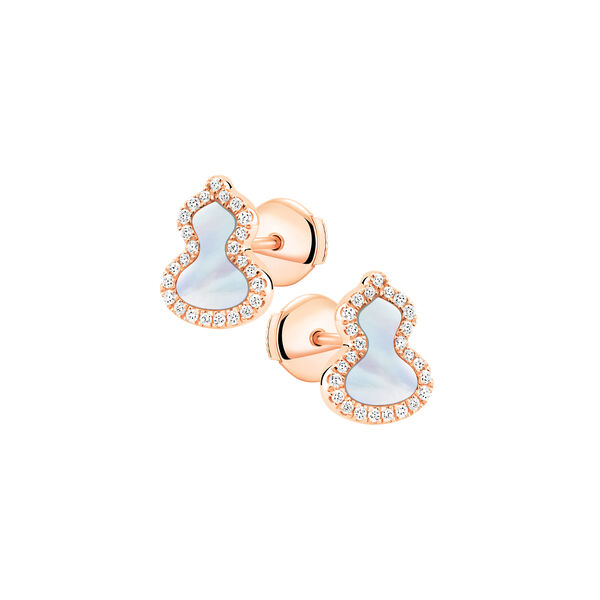 Wulu Petite Rose Gold, Mother-of-Pearl and Diamond Pavé Stud Earrings