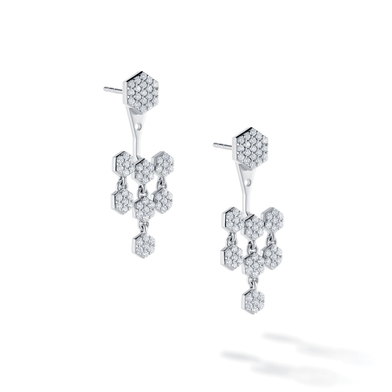 Birks Bee Chic White Gold Large Diamond Jacket Earrings image number 2