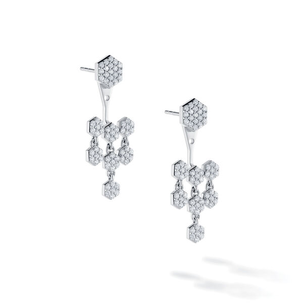 Boucles d'oreilles balanciers en or blanc et diamants