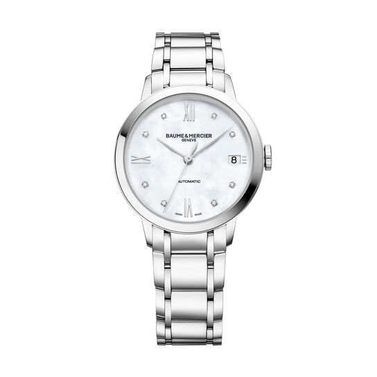 Classima 34 mm automatique en acier inoxydable et diamants image number 0