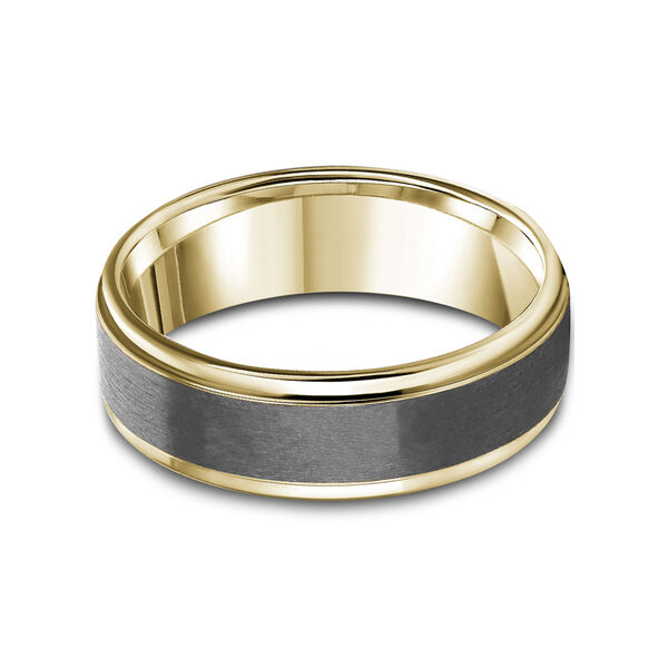 6.5 MM Tantalum Wedding Band with Yellow Gold Edges