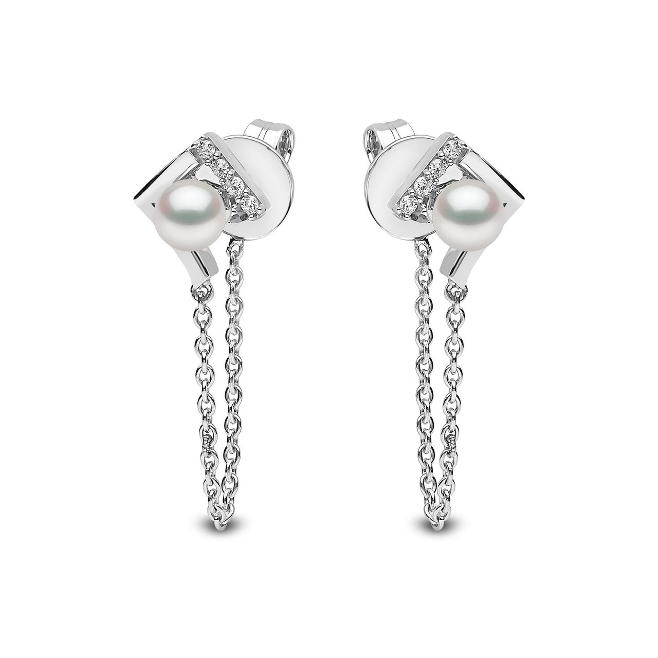 Yoko London Trend White Gold Pearl and Diamond Earrings image number 0