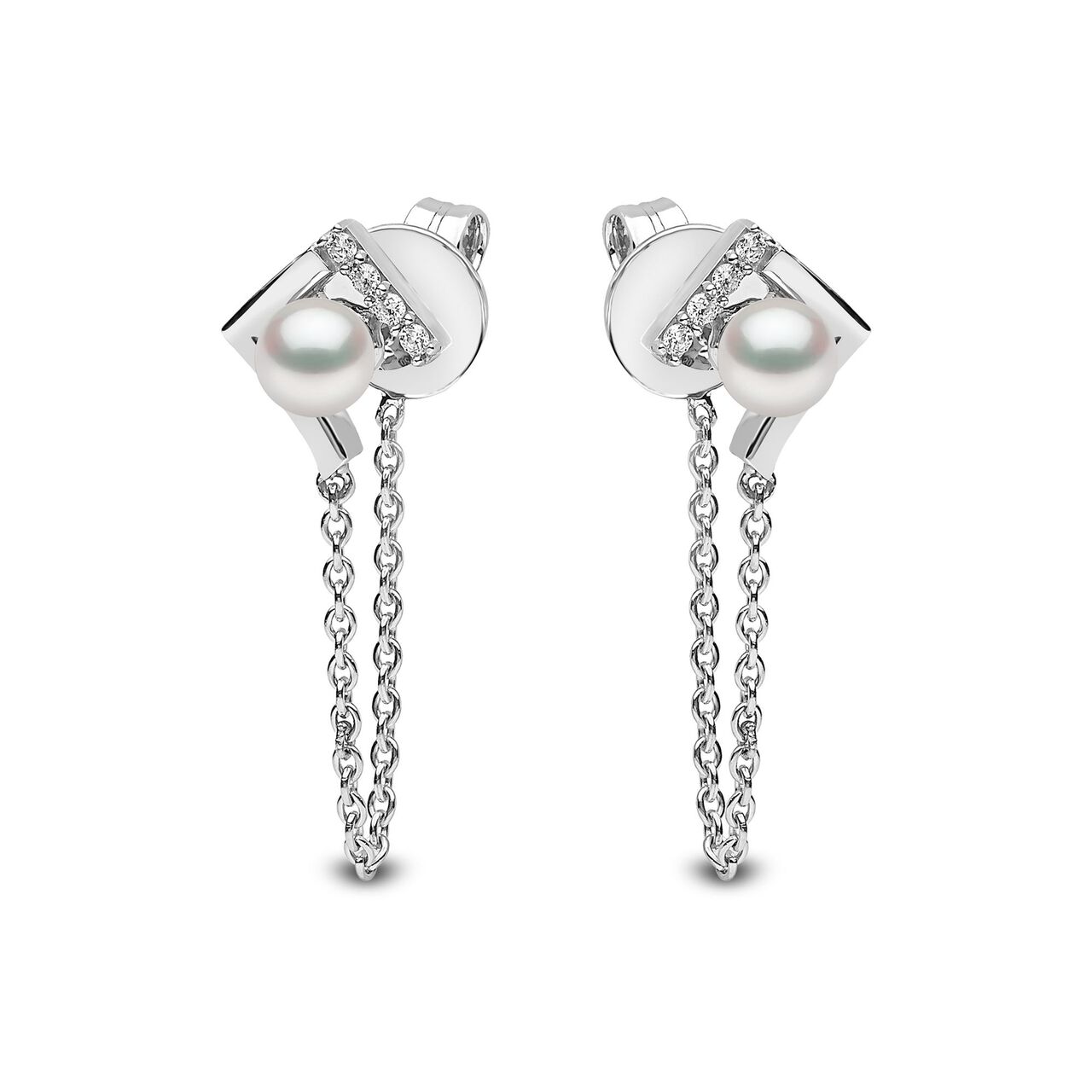 Yoko London Trend White Gold Pearl and Diamond Earrings image number 0