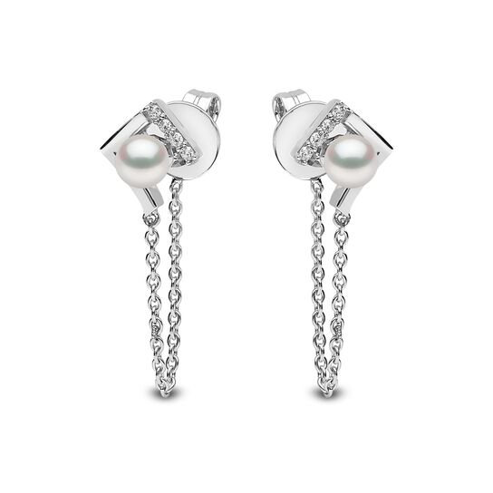 Yoko London Trend White Gold Pearl and Diamond Earrings image number 0