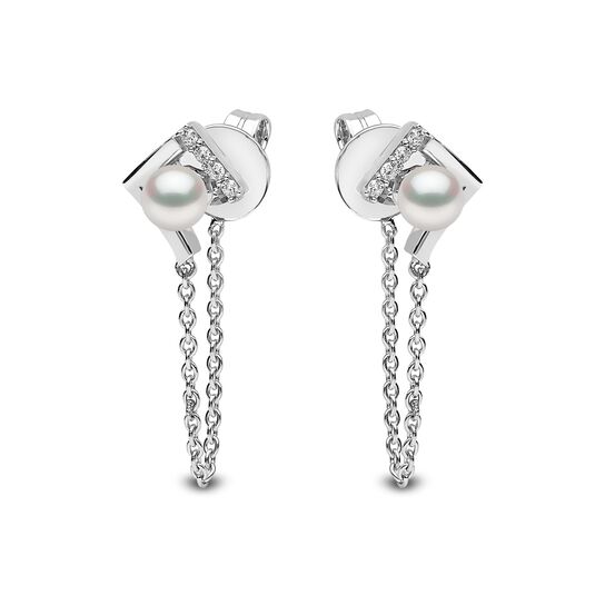 Yoko London Trend White Gold Pearl and Diamond Earrings image number 0