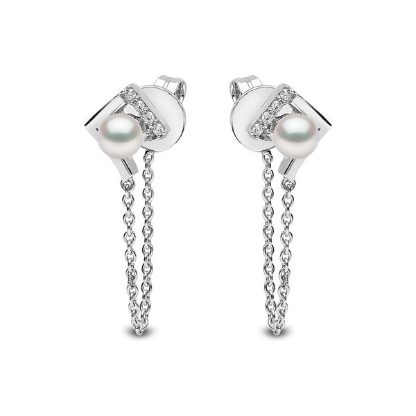 Boucles d'oreilles Trend en or blanc avec perles et diamants