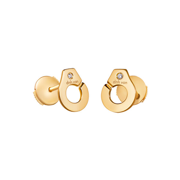 Boucles d'oreilles clous Menottes R7-5 en or jaune avec diamants