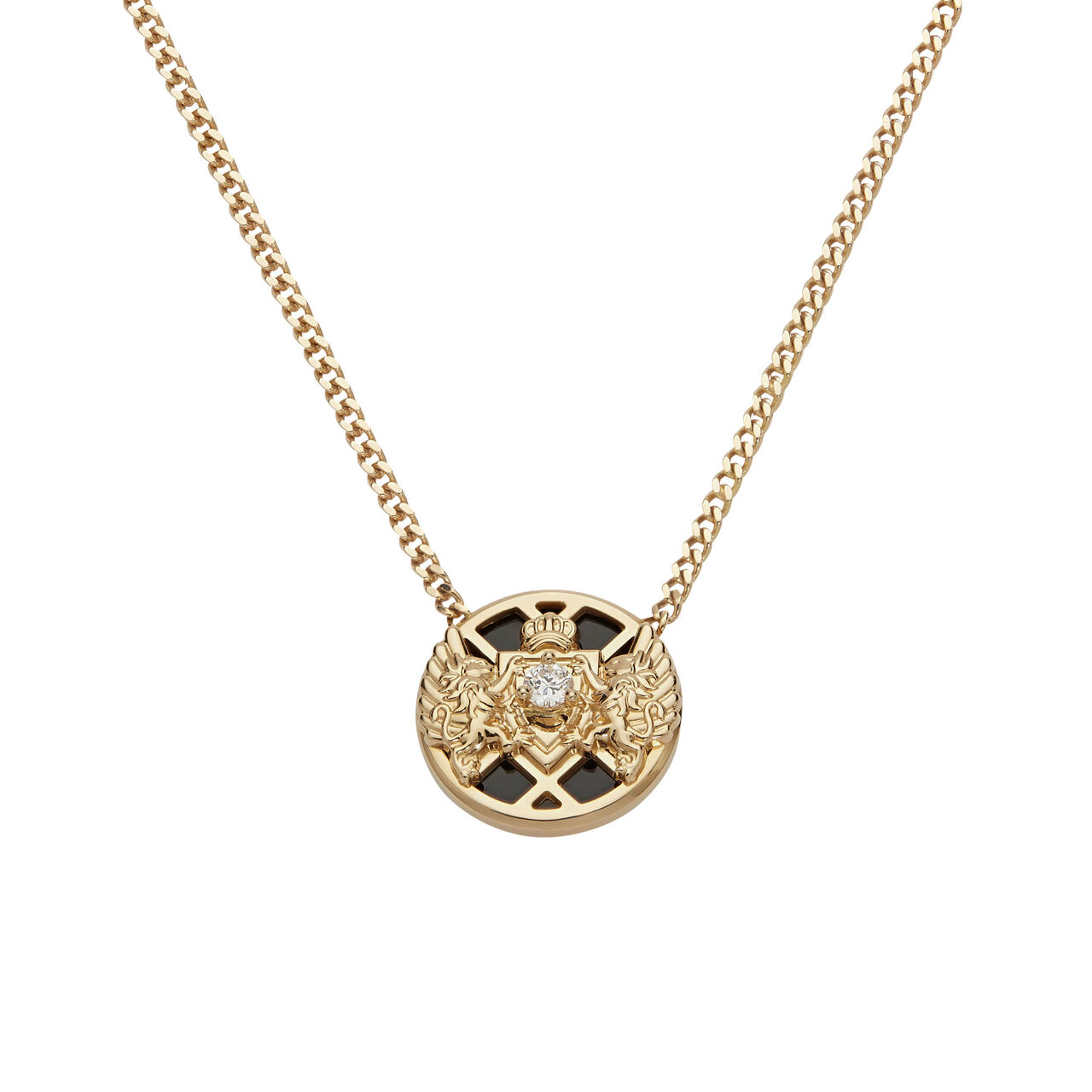 Emblem Yellow Gold Diamond and Onyx Pendant image number 0