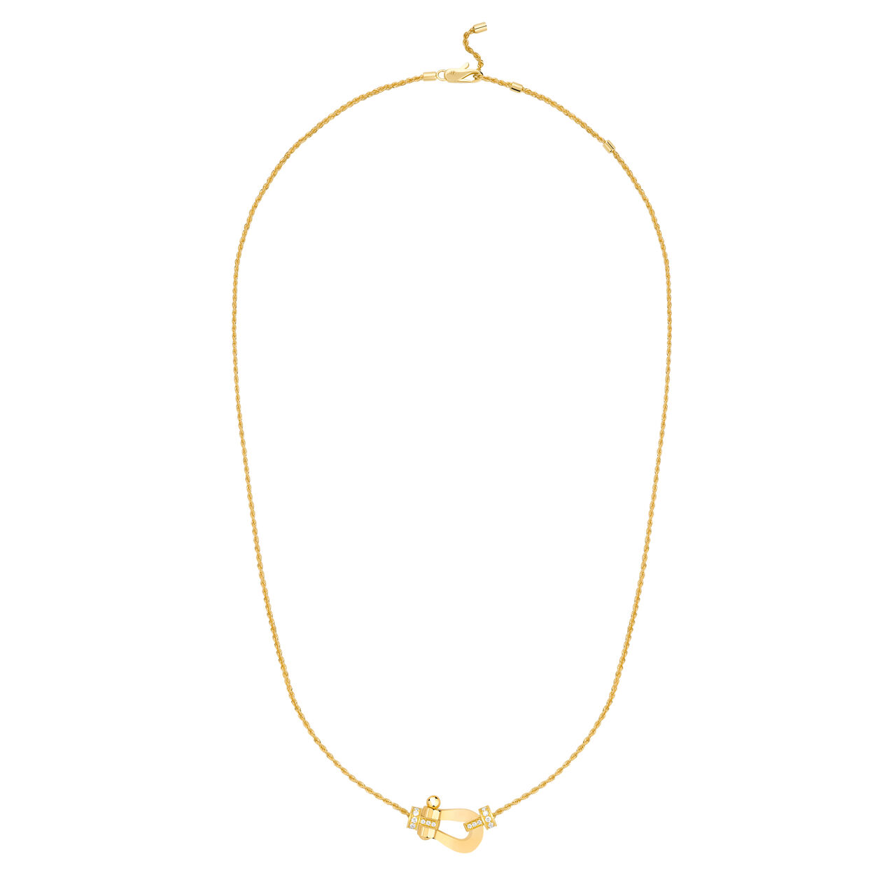 Medium-sized Fred Force 10 necklace in yellow gold with half pav&eacute; diamond detailing image number 0