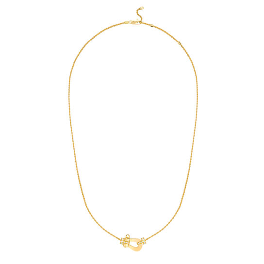 Medium-sized Fred Force 10 necklace in yellow gold with half pav&eacute; diamond detailing image number 0