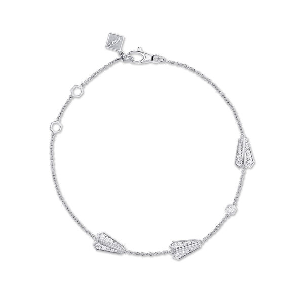 Bracelet &agrave; trois &eacute;l&eacute;ments en or blanc 18 carats et diamants