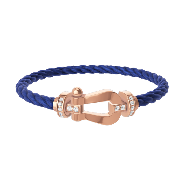 Bracelet cable Force 10 en or rose avec pavé de diamants, grand modèle