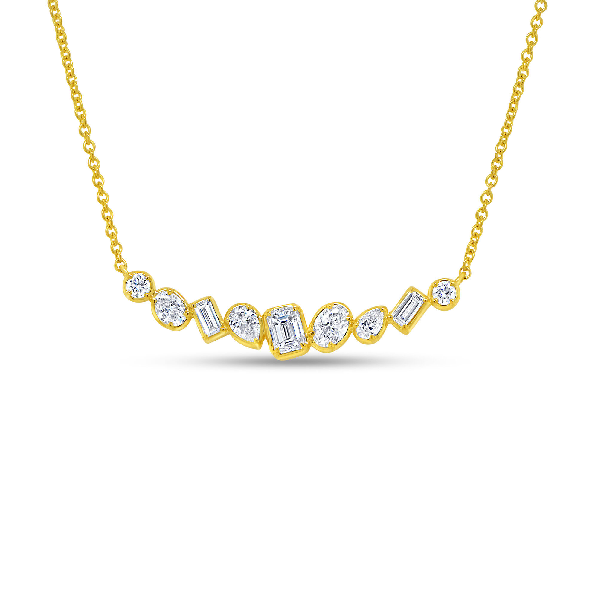 Alexandria Yellow Gold and Diamond Bar Pendant