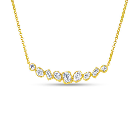 Uneek Alexandria Yellow Gold and Diamond Bar Pendant NK1013 image number 0