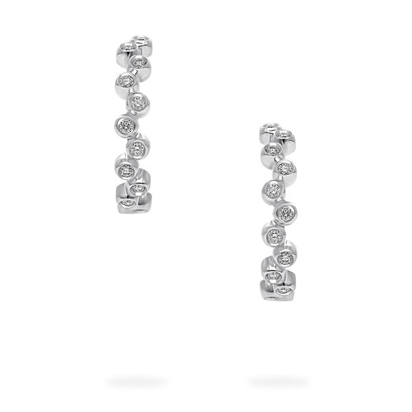 White Gold and Diamond Splash 18 mm Hoop Earrings