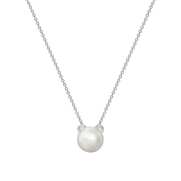 Freshwater Pearl and Silver Polar Bear Pendant