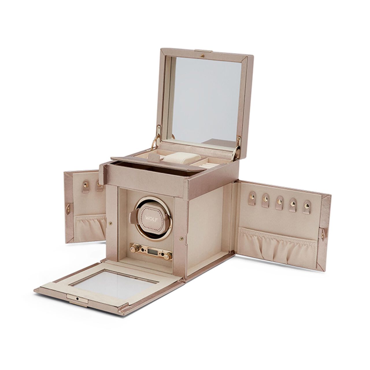 Palermo Rose Gold 1 Piece Watch Winder with Jewellery Storage image number 2