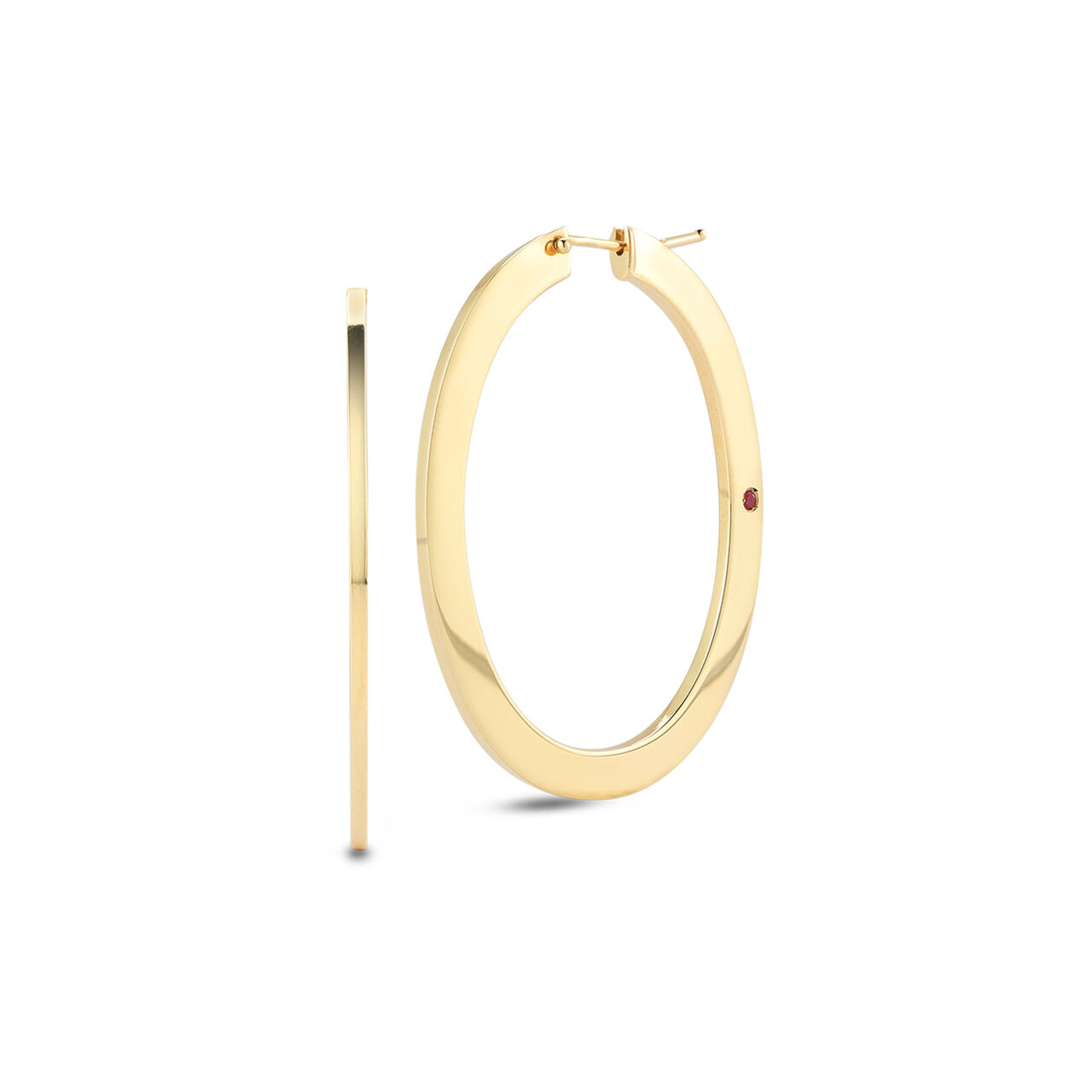 maison birks roberto coin basic yellow gold large flat hoop earrings image number 0