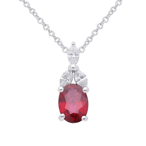 Oval Ruby and Diamond Pendant