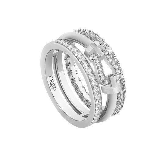 Fred Force 10 Rise White Gold and Diamond Pav&eacute; Ring image number 1