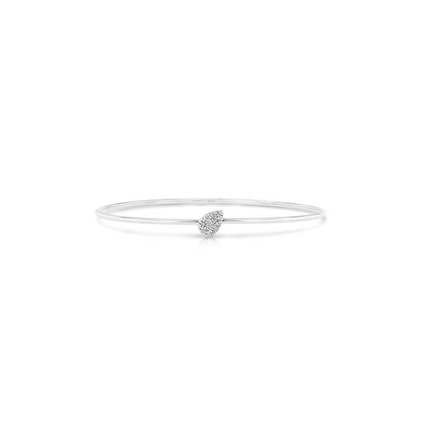 Stackable White Gold and Diamond Pavé Pear Cluster Bangle
