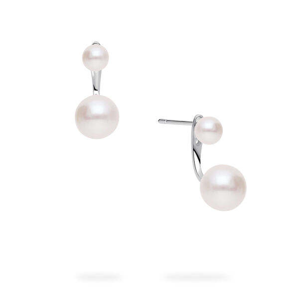 Boucles d&rsquo;oreilles &agrave; jacket en argent sterling avec perles d&rsquo;eau douce