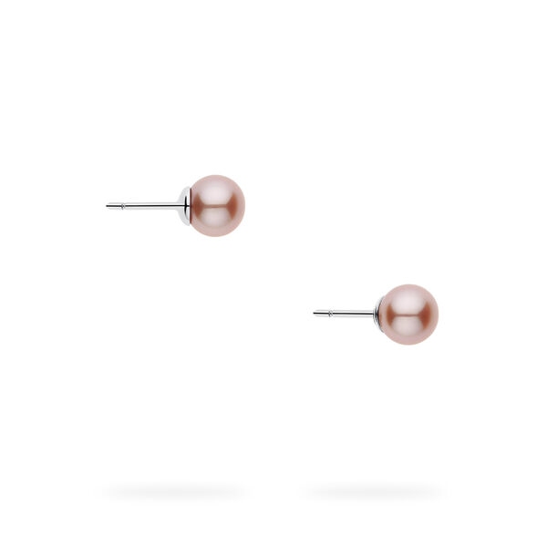 Boucles d'oreilles en argent avec perles d'eau douce roses de 8 &agrave; 8,5 mm