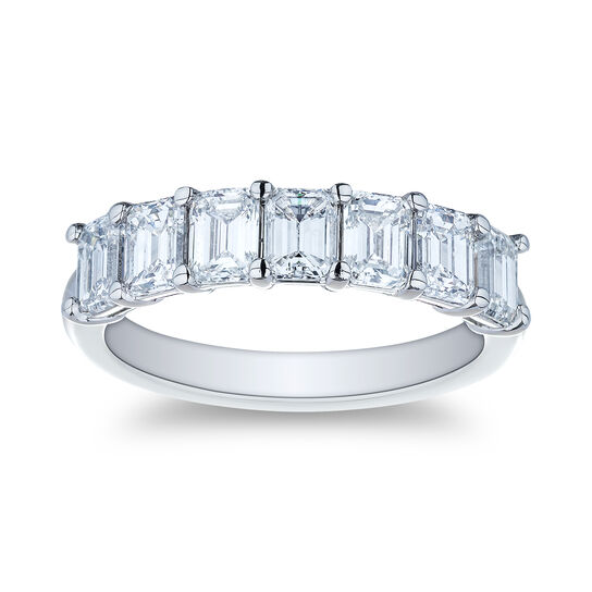 Platinum 7 Stone Emerald Cut Diamond Band image number 0