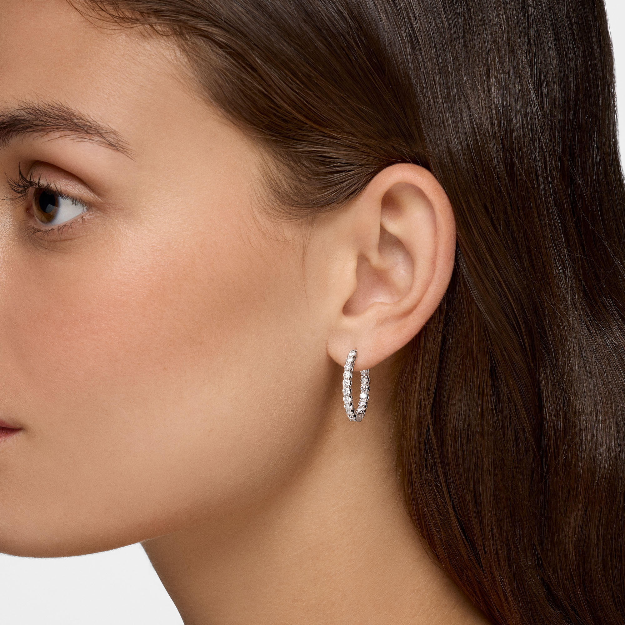 Diamond and White Gold Hoop Earrings