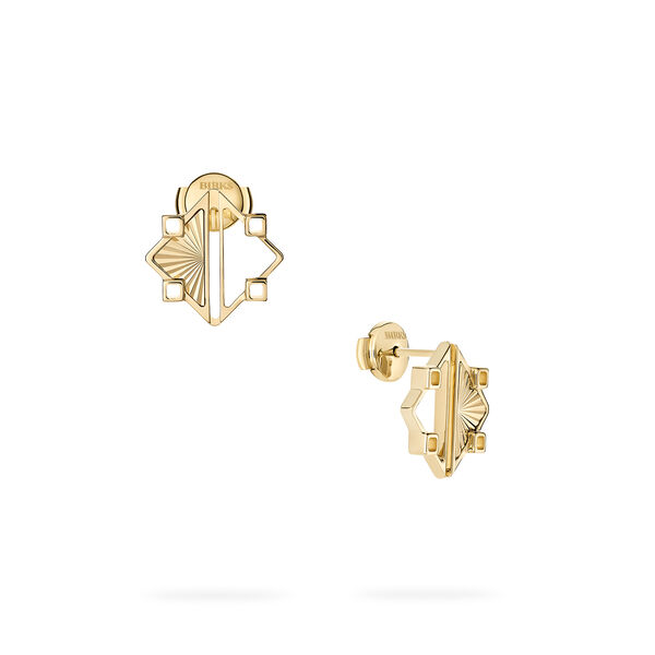 Guilloché Yellow Gold Half-Filled Earrings