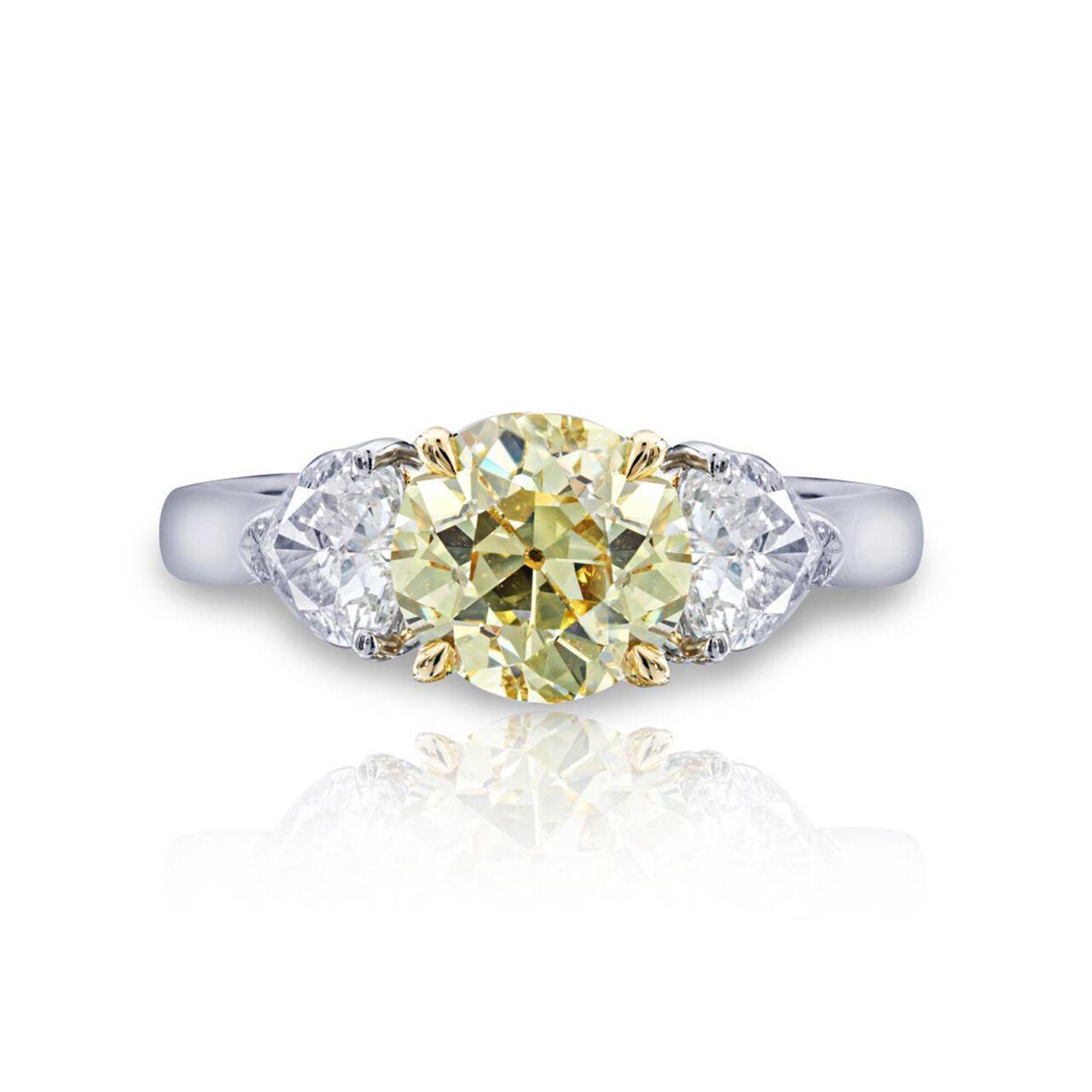 jb star fancy 3 stones yellow diamond engagement ring 0262 014 front image number 0