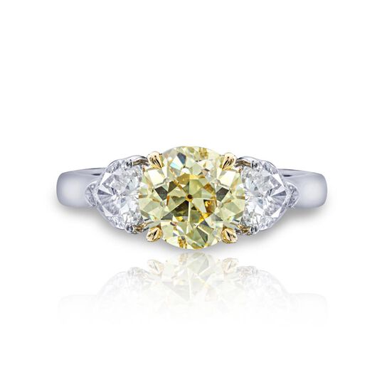 jb star fancy 3 stones yellow diamond engagement ring 0262 014 front image number 0