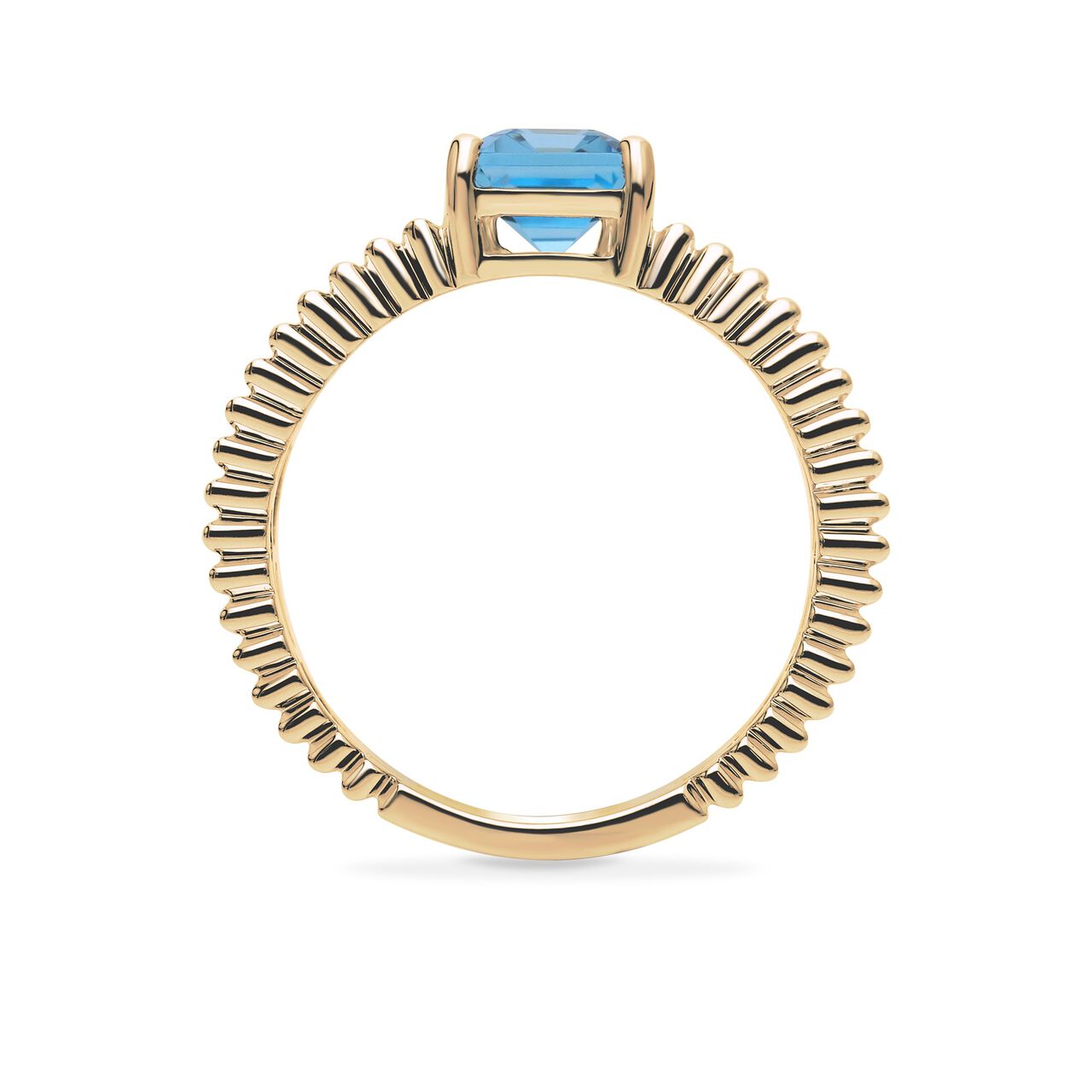 Birks Essentiels Bague plissée en or jaune et topaze bleue image number 2