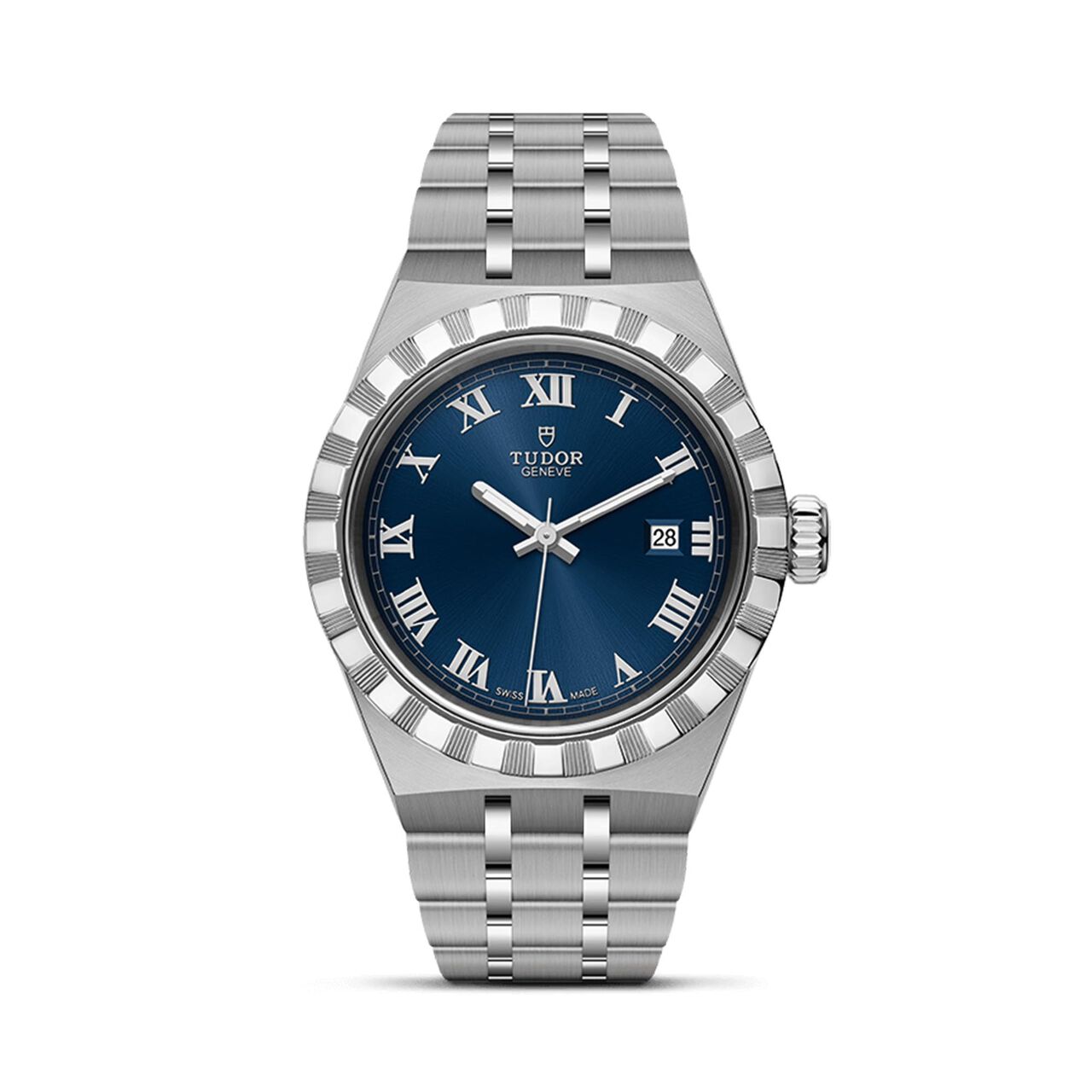 maison birks tudor royal 28 mm steel case blue dial steel bracelet m28300 0006 image number 0