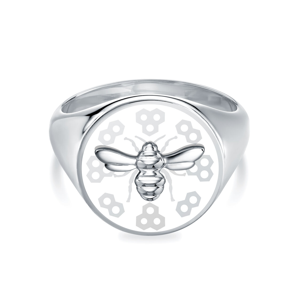 Bijoux Birks Bee Chic Round Bee White Enamel And Sterling Silver Signet Ring image number 0