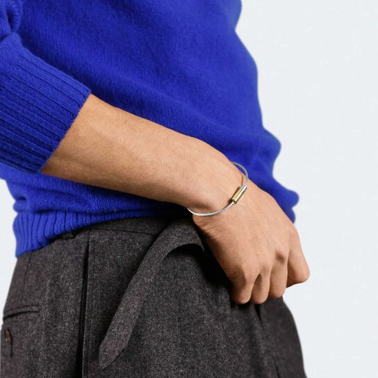 Le Gramme 7g Polished Silver and Yellow Gold Cable Bracelet CARPO05207 On Model image number 1