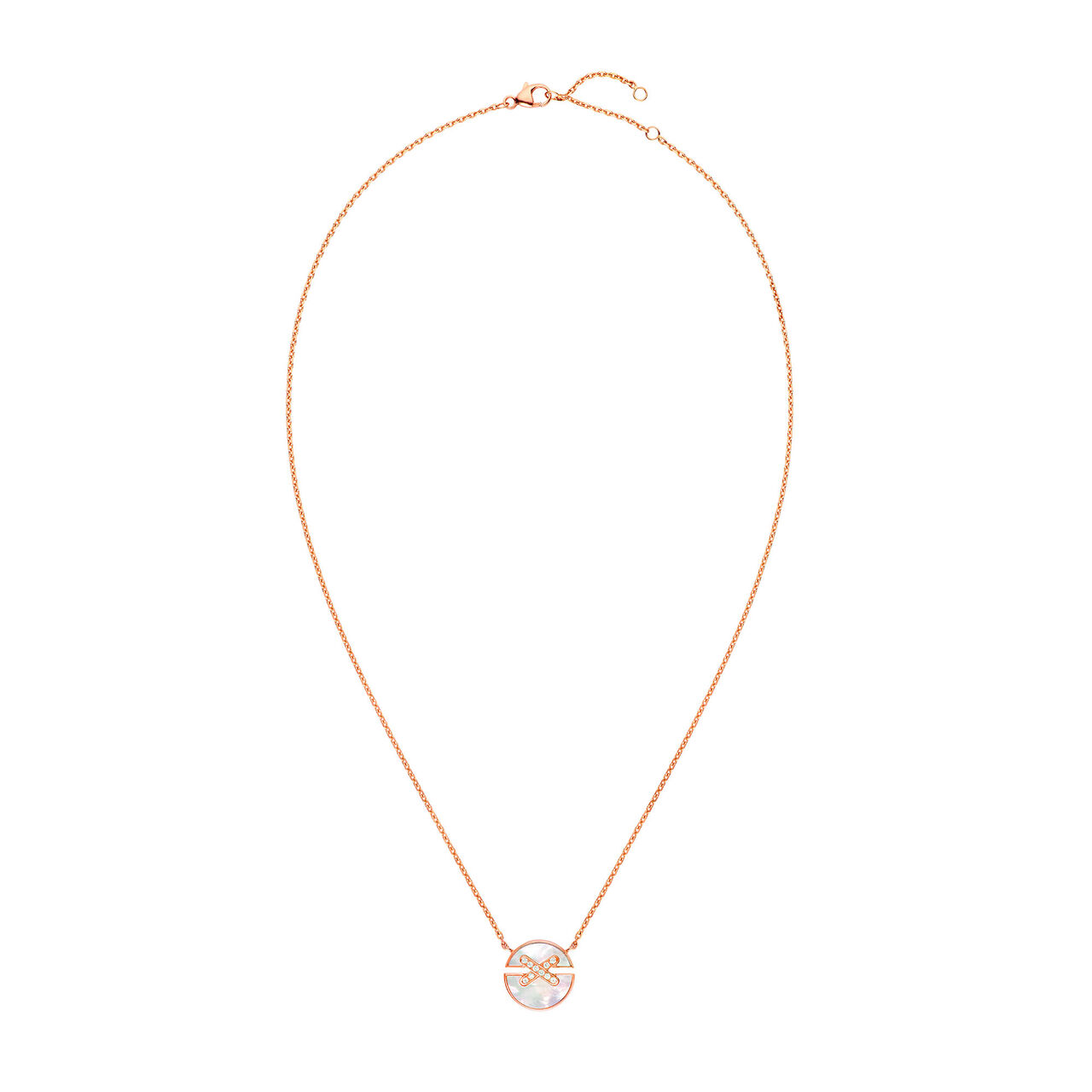 Pendentif petit modèle Jeux de Liens Harmony en or rose et nacre avec diamants image number 1