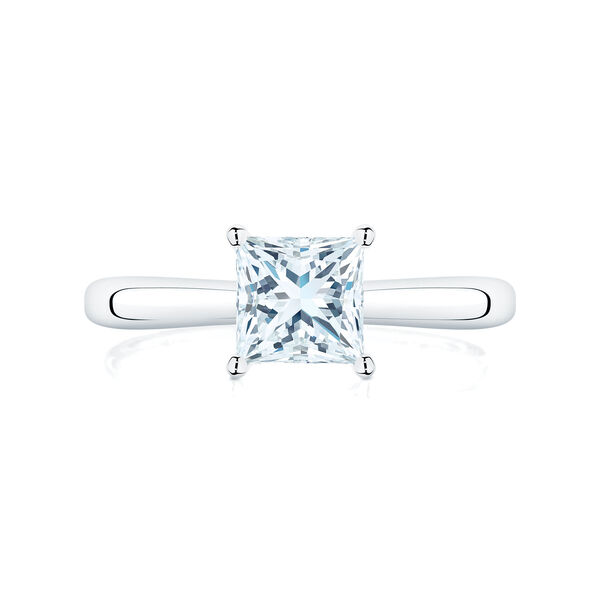 Platinum Princess Cut Solitaire Diamond Engagement Ring