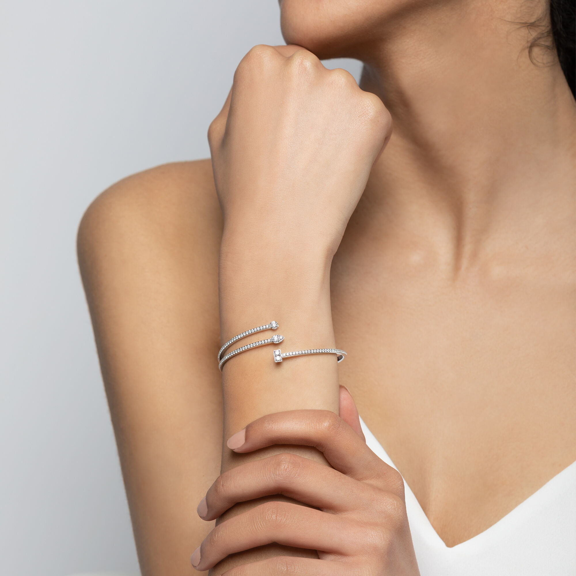 White gold diamond best sale bangle