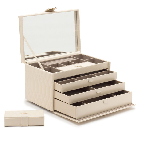 Coffret à bijoux Caroline ivoire, grand modèle 