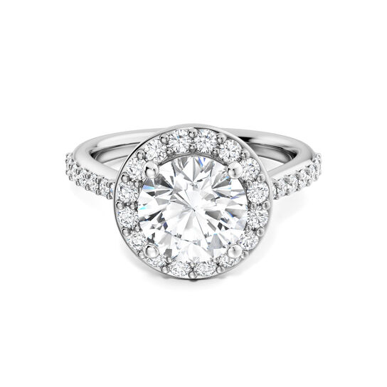 Birks 1879 Round Solitaire Diamond Engagement Ring With Halo And Diamond Band image number 0