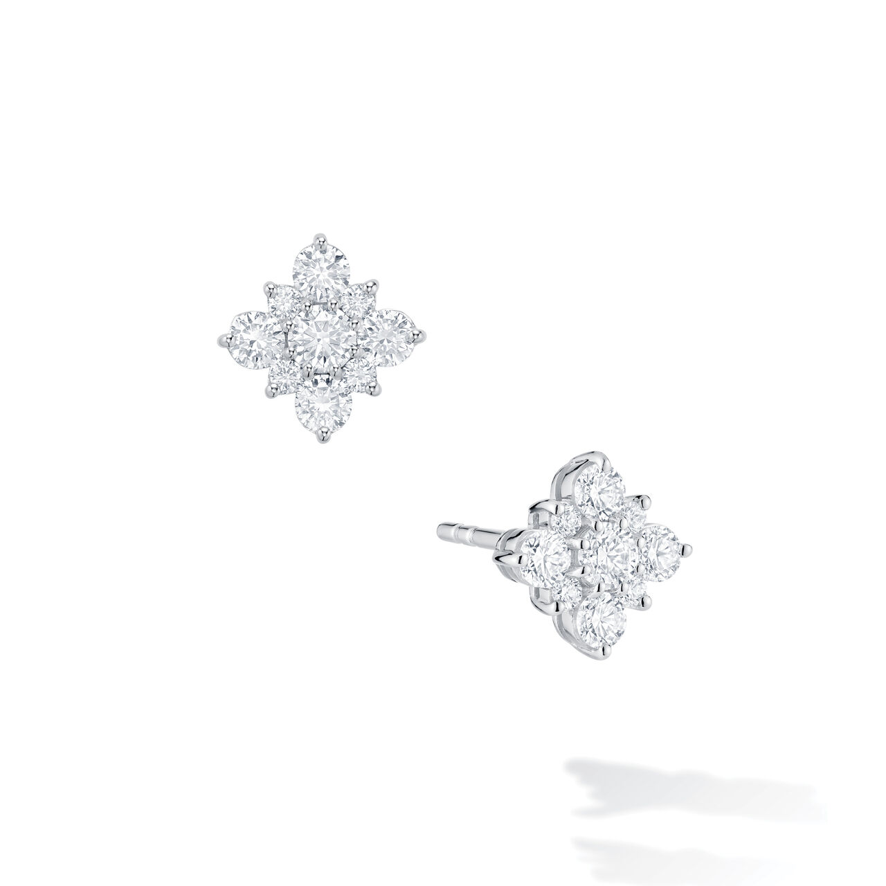 Birks Snowflake Diamond Square Cluster Stud Earrings, Medium, 18k White Gold