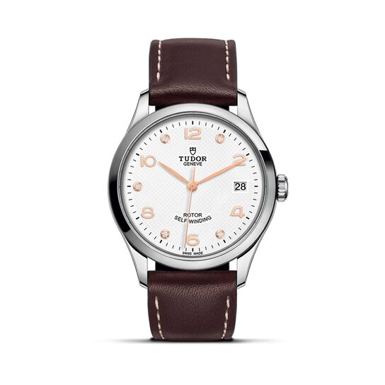 Tudor 1926 36Mm Steel Case White Diamond - Set Dial Brown Leather Strap Steel Bezel image number 0
