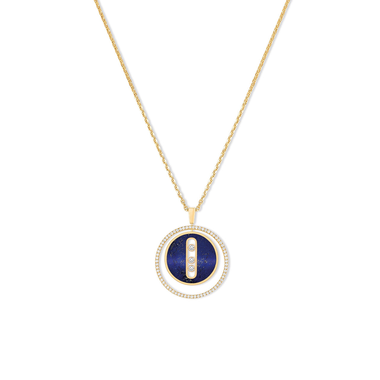 Lucky Move Medium Yellow Gold, Lapis and Diamond Pendant image number 0