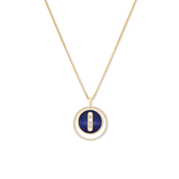 Lucky Move Medium Yellow Gold Lapis & Diamond Pavé Pendant