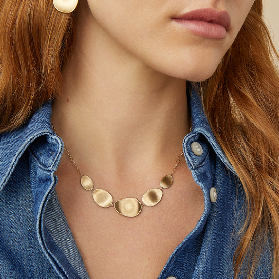 Marco Bicego Lunaria Yellow Gold Graduated Necklace On Model image number 1