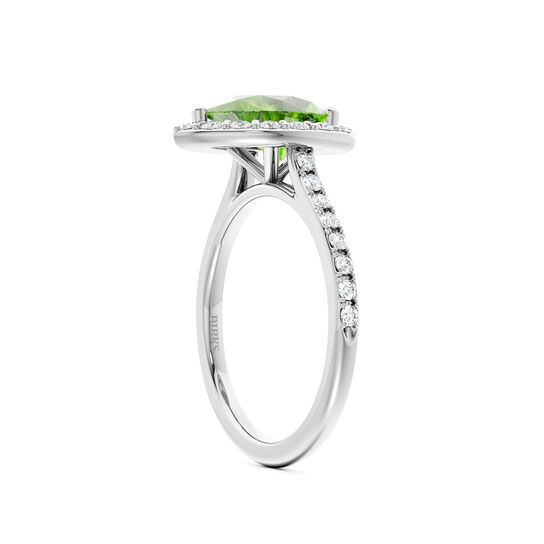 Birks Rosee du Matin Pear-Cut Peridot Ring with Halo and Pav&eacute; Band image number 4