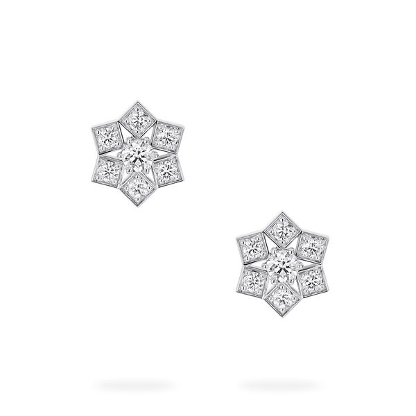 White Gold Snowflake Stud Earrings, Large