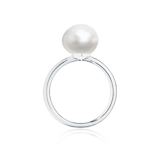 Freshwater Baroque Pearl And Silver Ring image number 1